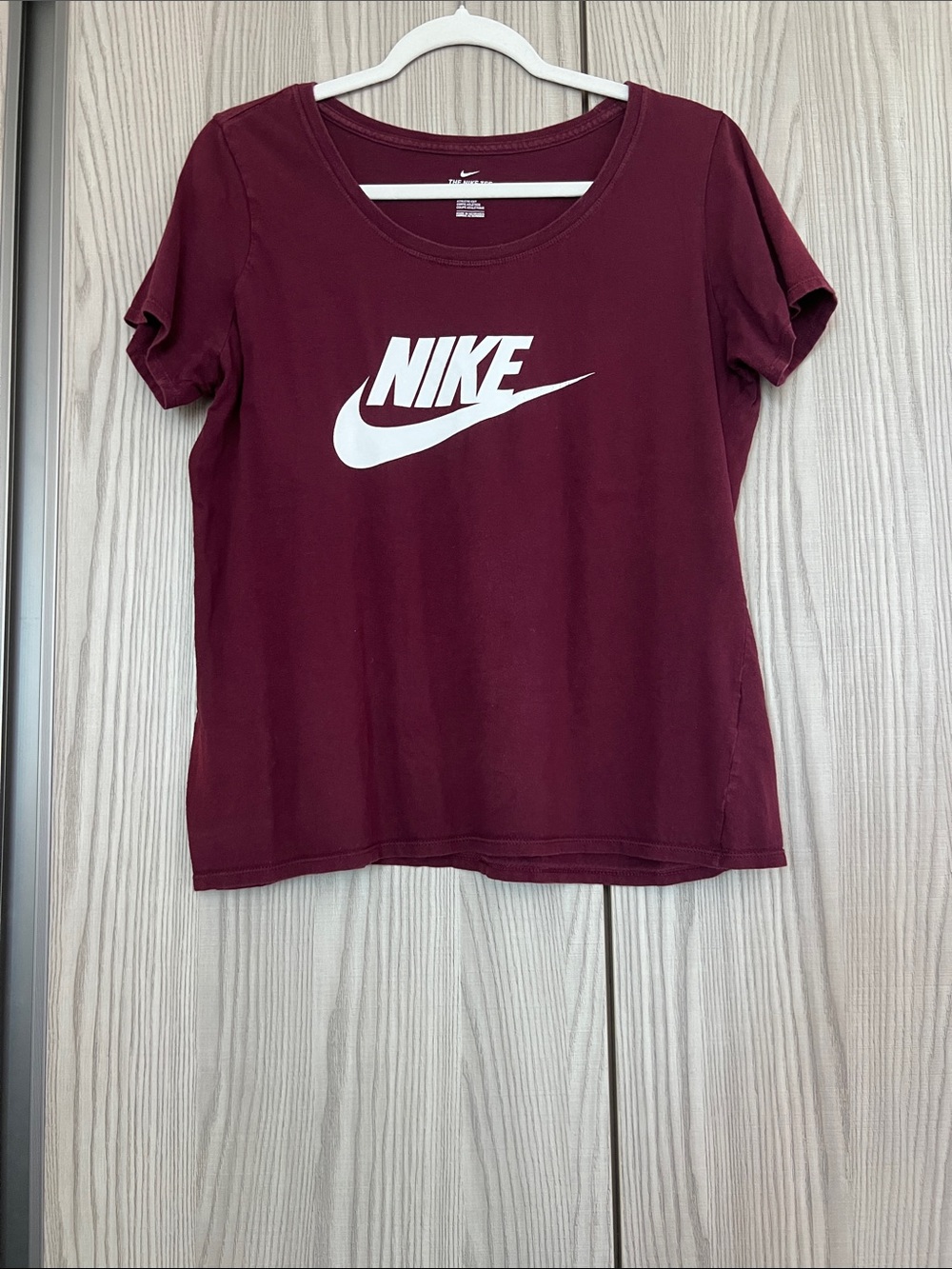 Nike Women's Burgundy Short Sleeve Tee with White Logo